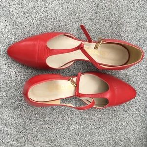 Vintage red t-strap kitten heels